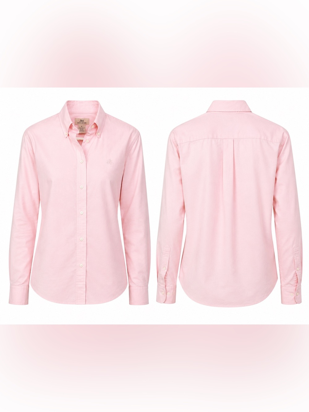 BROOKS BROTHERS 346 Oxford Pink Shirt Womens Sz 2 Button Up 100% Supima Cotton
